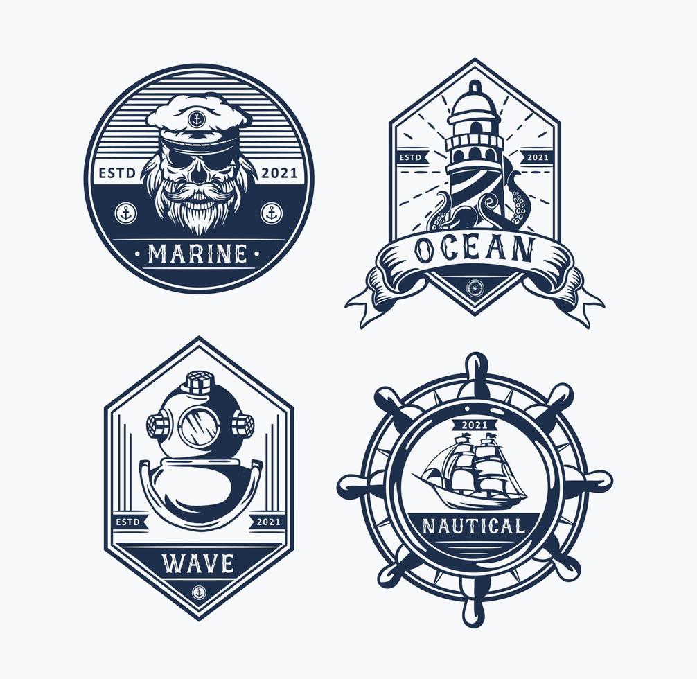 Set von Segelabzeichen-Etiketten, Emblemen und Logos vektor