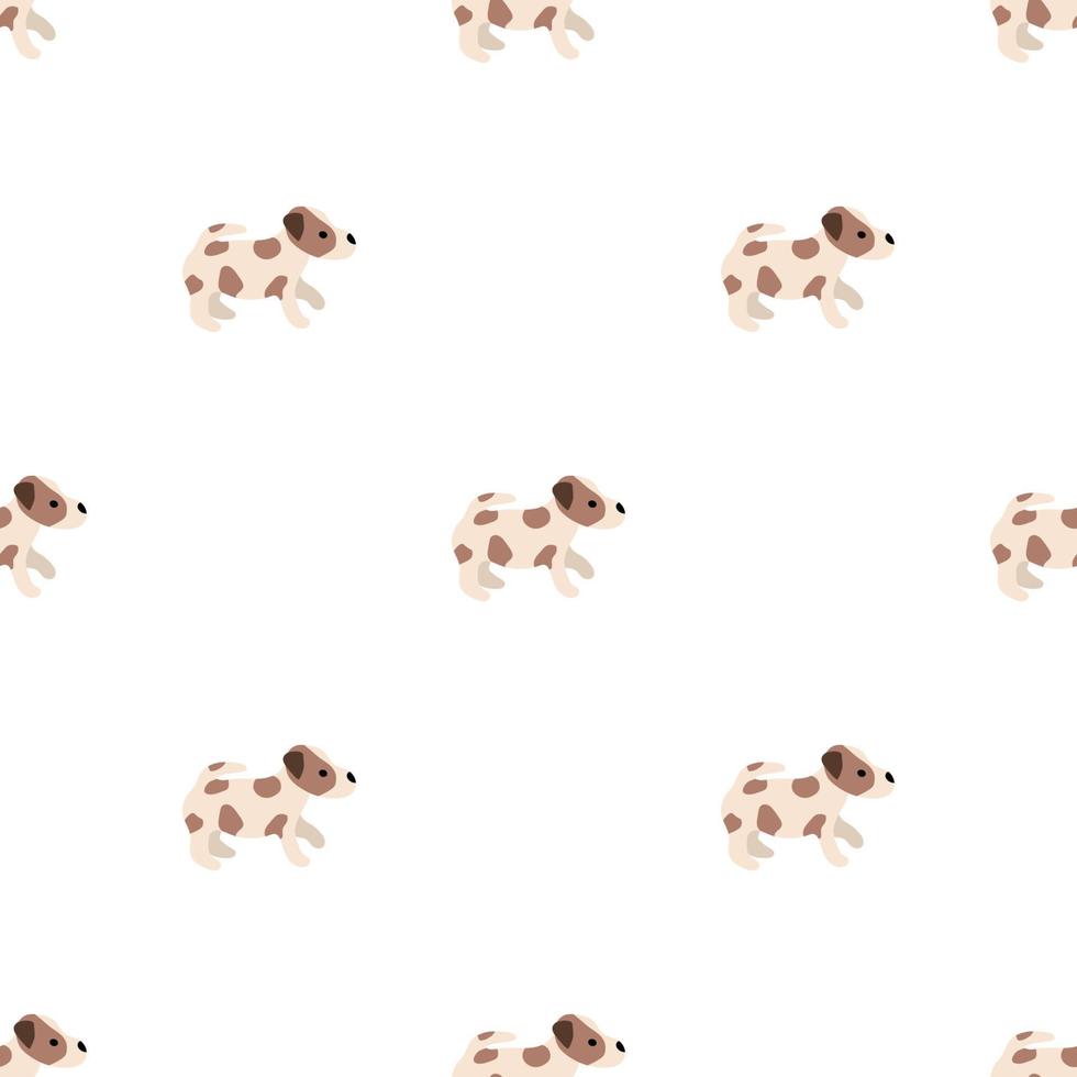 süße hunde jack russell terrier. lustige Tiere. Vektor handgezeichnetes nahtloses Muster. perfekt für baby, kinderbekleidung, druckdesign, textil. weißer Hintergrund.