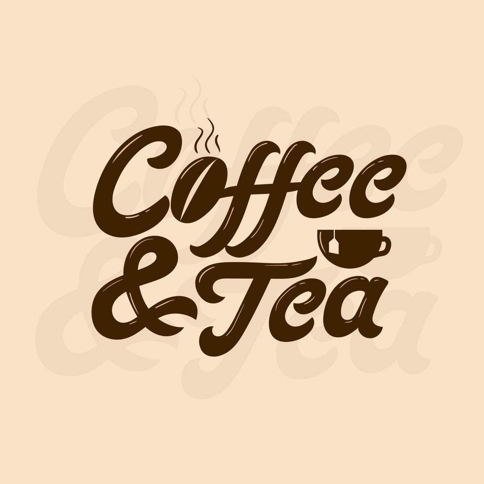 kaffe och te ordmärke logotyp koncept. anpassad typografilogotyp vektor