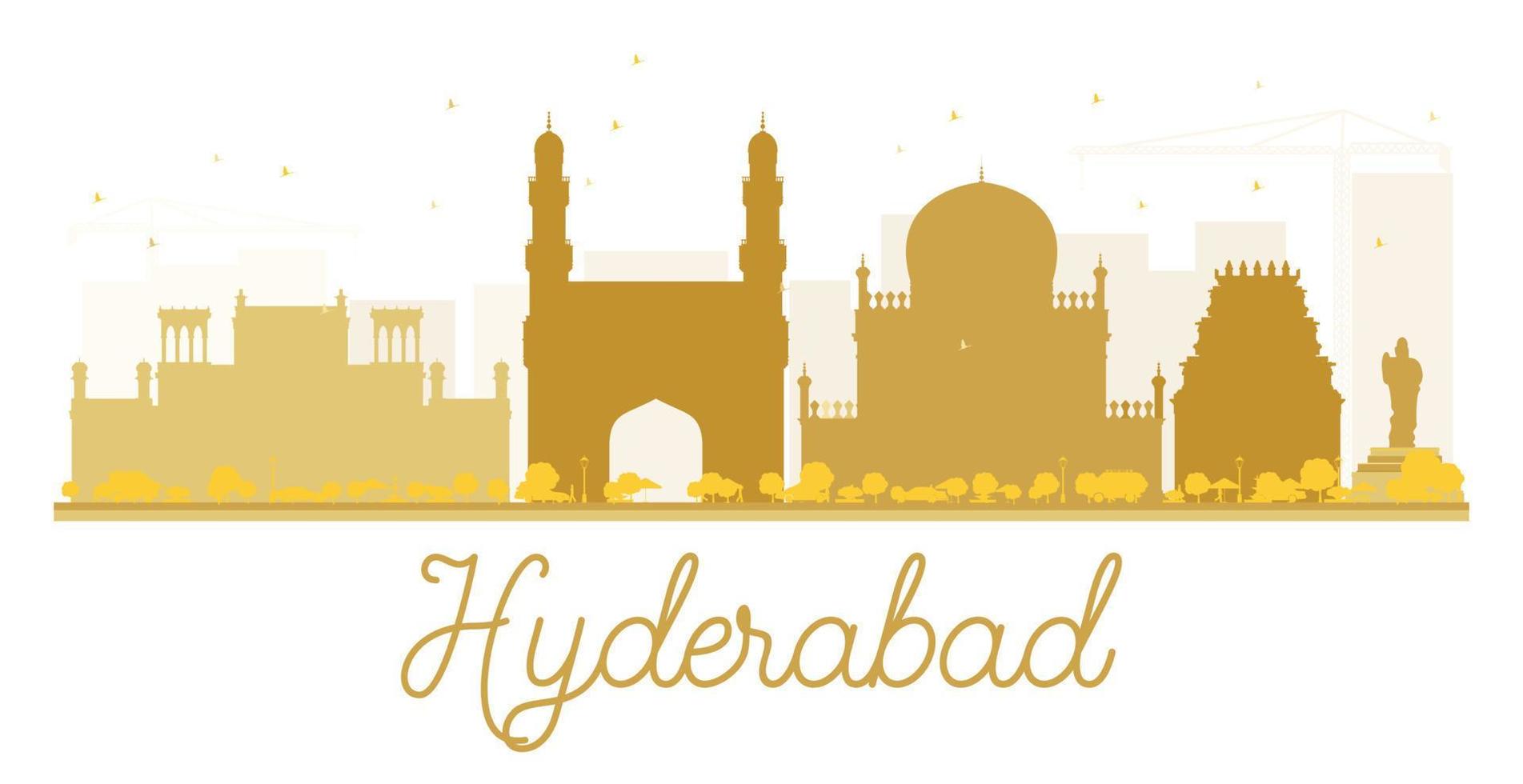 hyderabad stadssilhuett gyllene siluett. vektor