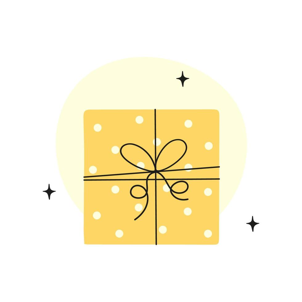 niedliche Geschenkbox-Vektorillustration. Geschenkbox mit Schleife. überraschungsfeier, design für grüße. für geschenk, geburtstag oder neujahr und weihnachten vektor