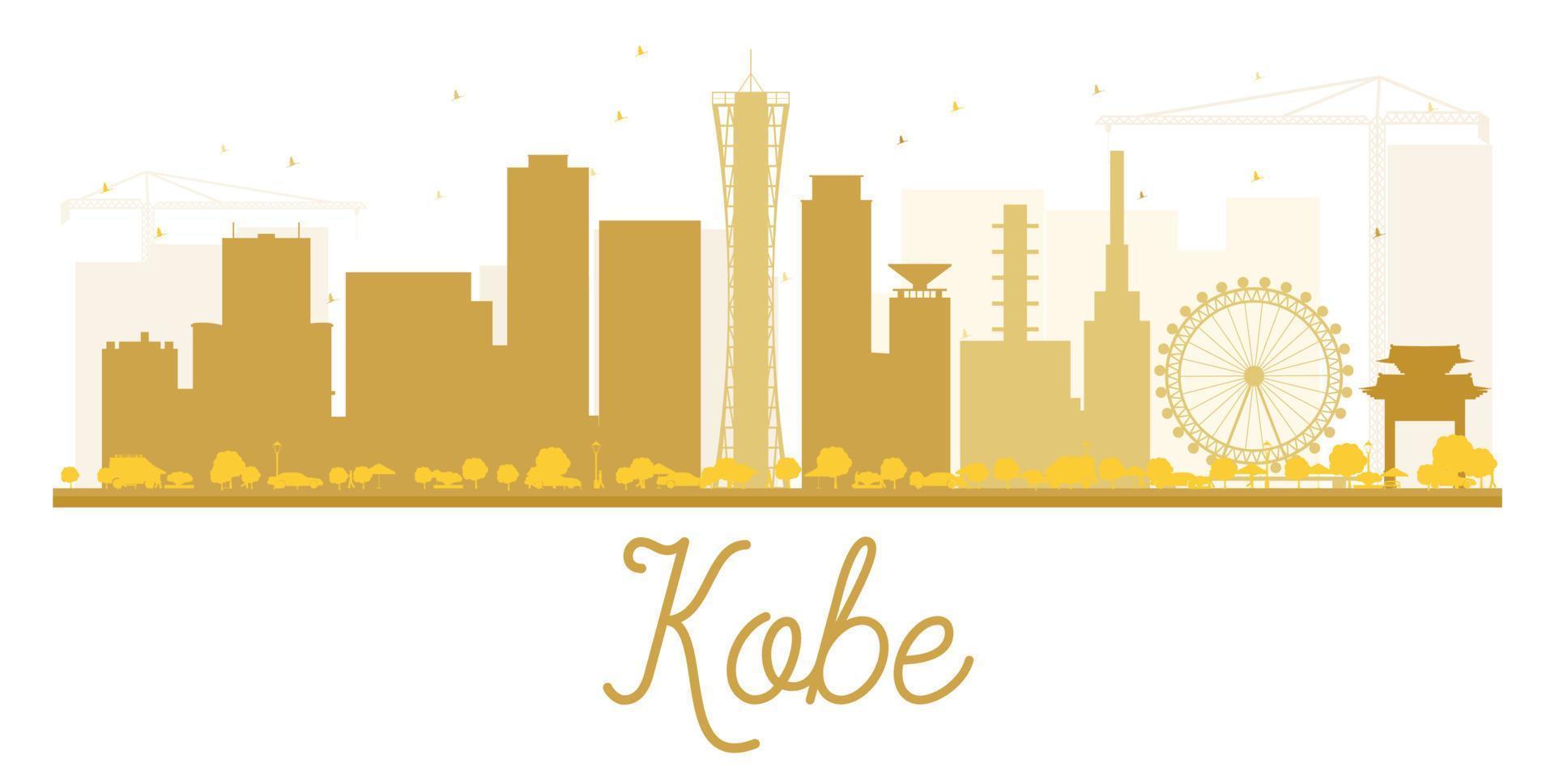 kobe city skyline gyllene siluett. vektor