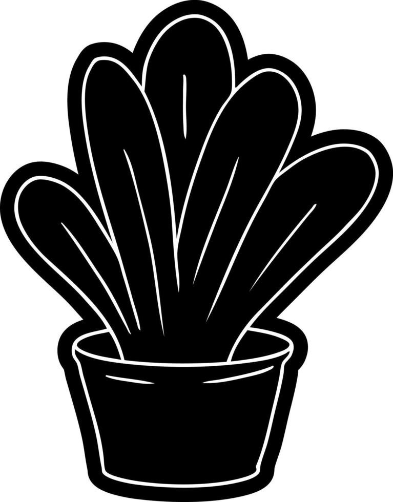 tecknad ikon ritning av en grön inomhusväxt vektor