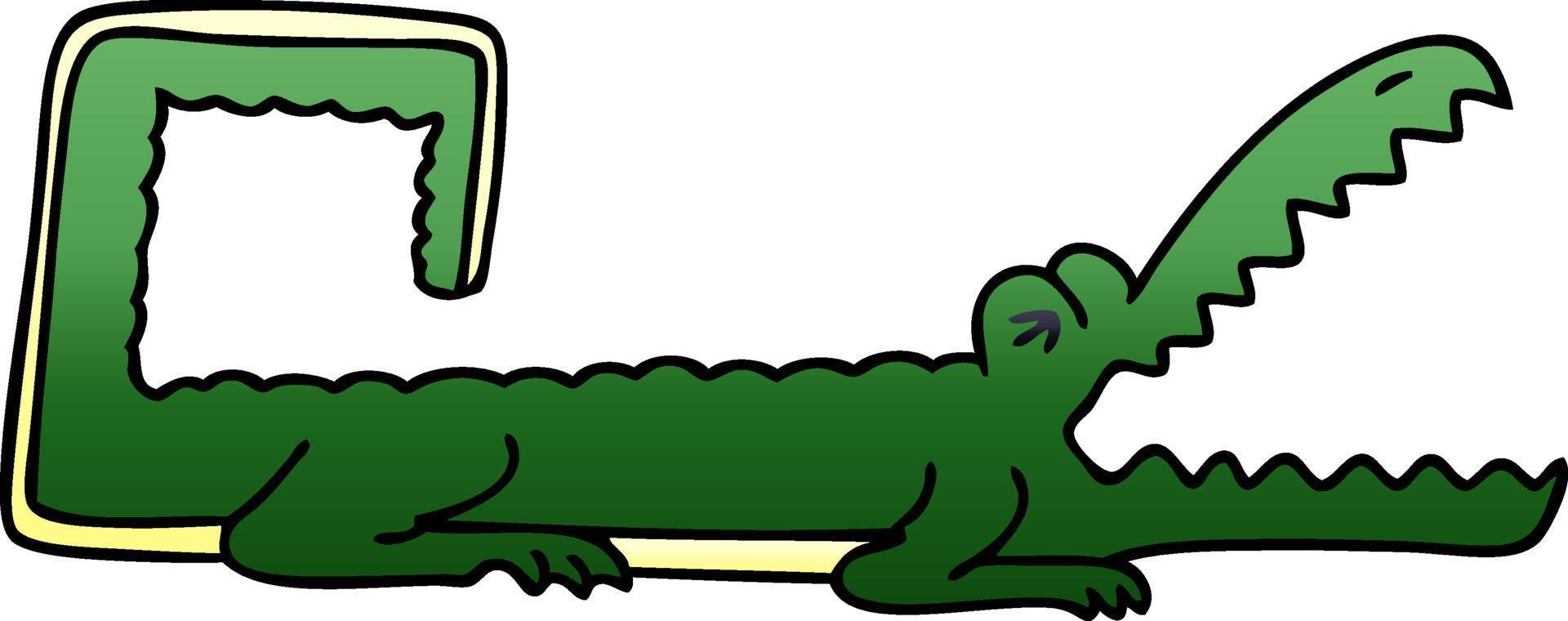 schrulliger Farbverlauf schattiertes Cartoon-Krokodil vektor