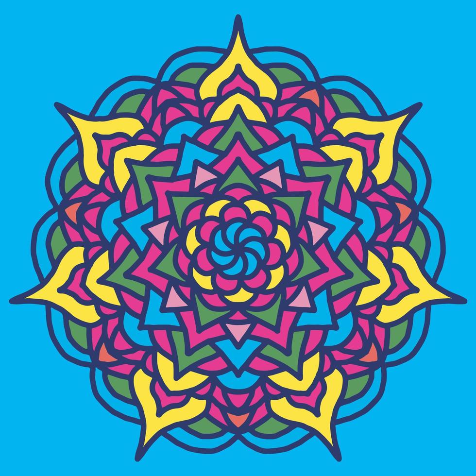 färgglad mandala bakgrund, dekorativa runda ornament. ovanlig blomform. orientalisk vektor, anti-stress terapimönster. väv designelement, vektor