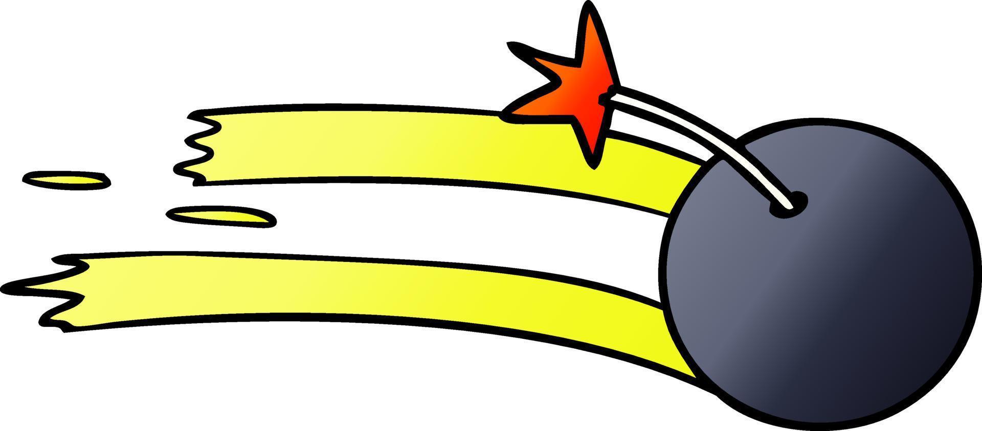 Farbverlauf-Cartoon-Doodle einer brennenden Bombe vektor