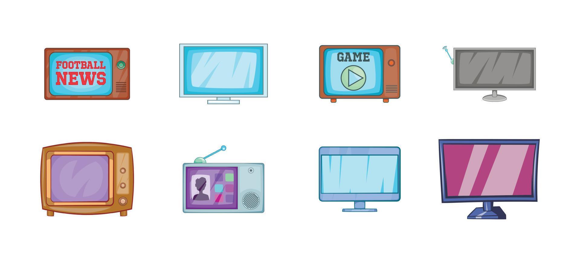 TV-Icon-Set, Cartoon-Stil vektor