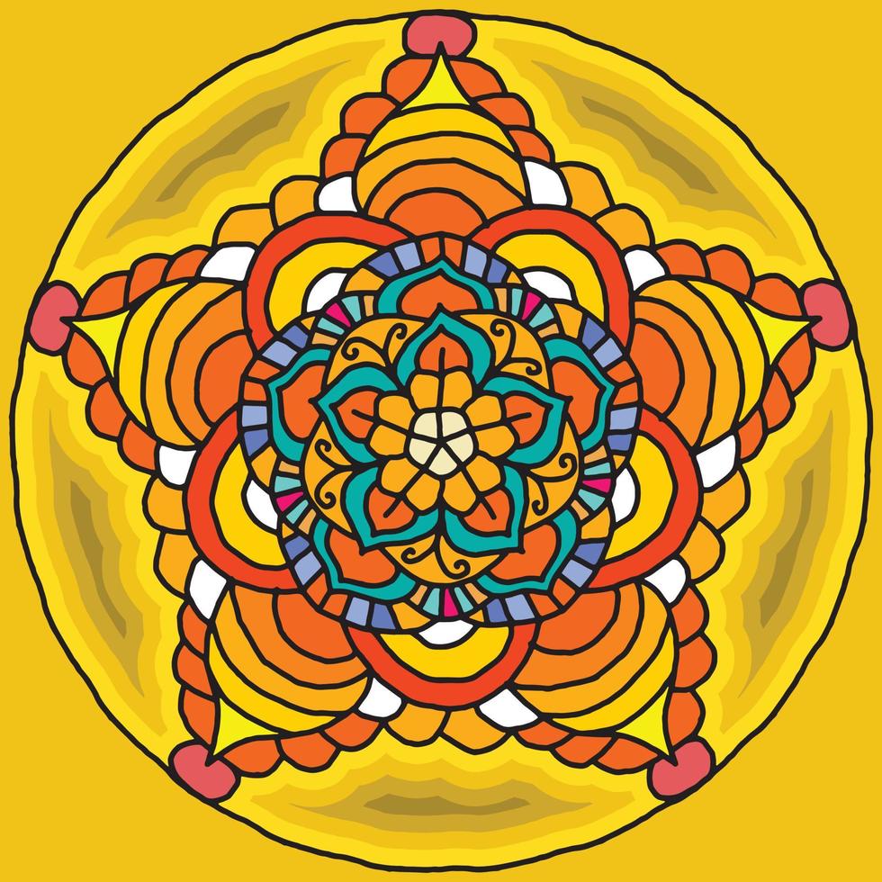 färgglad mandala bakgrund, dekorativa runda ornament. ovanlig blomform. orientalisk vektor, anti-stress terapimönster. väv designelement, vektor