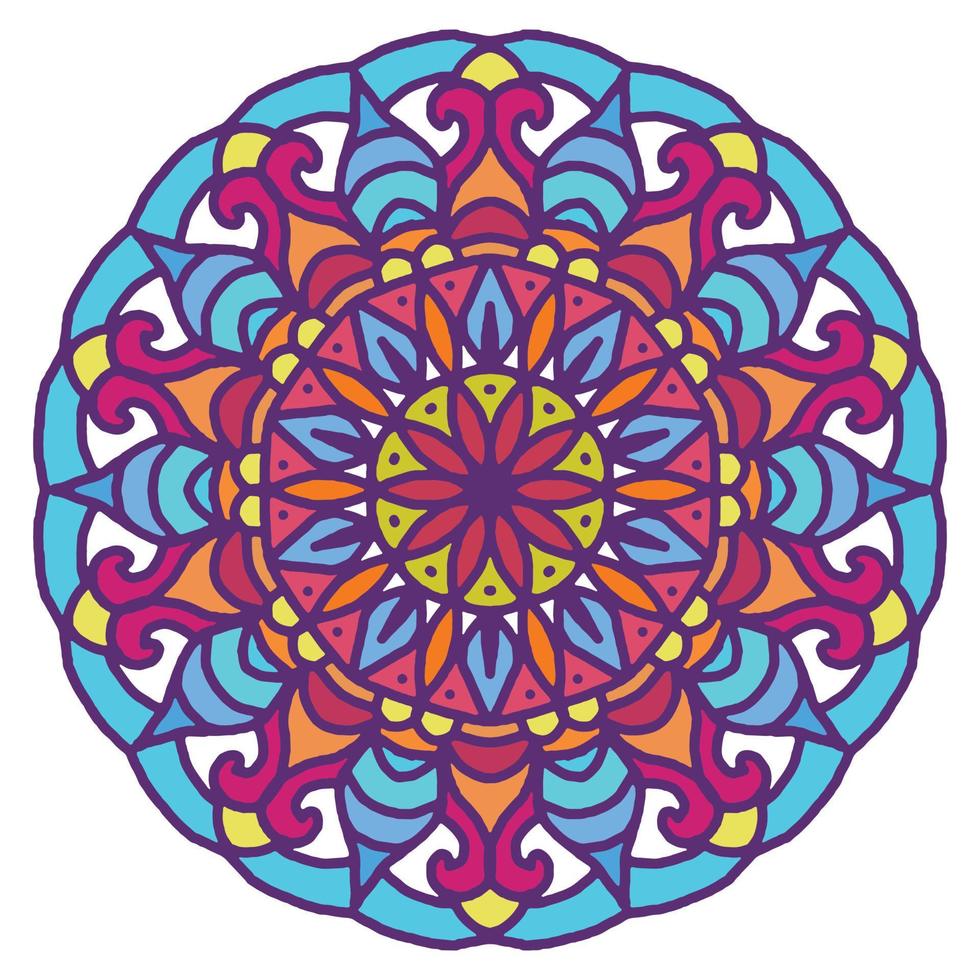 färgglad mandala bakgrund, dekorativa runda ornament. ovanlig blomform. orientalisk vektor, anti-stress terapimönster. väv designelement, vektor