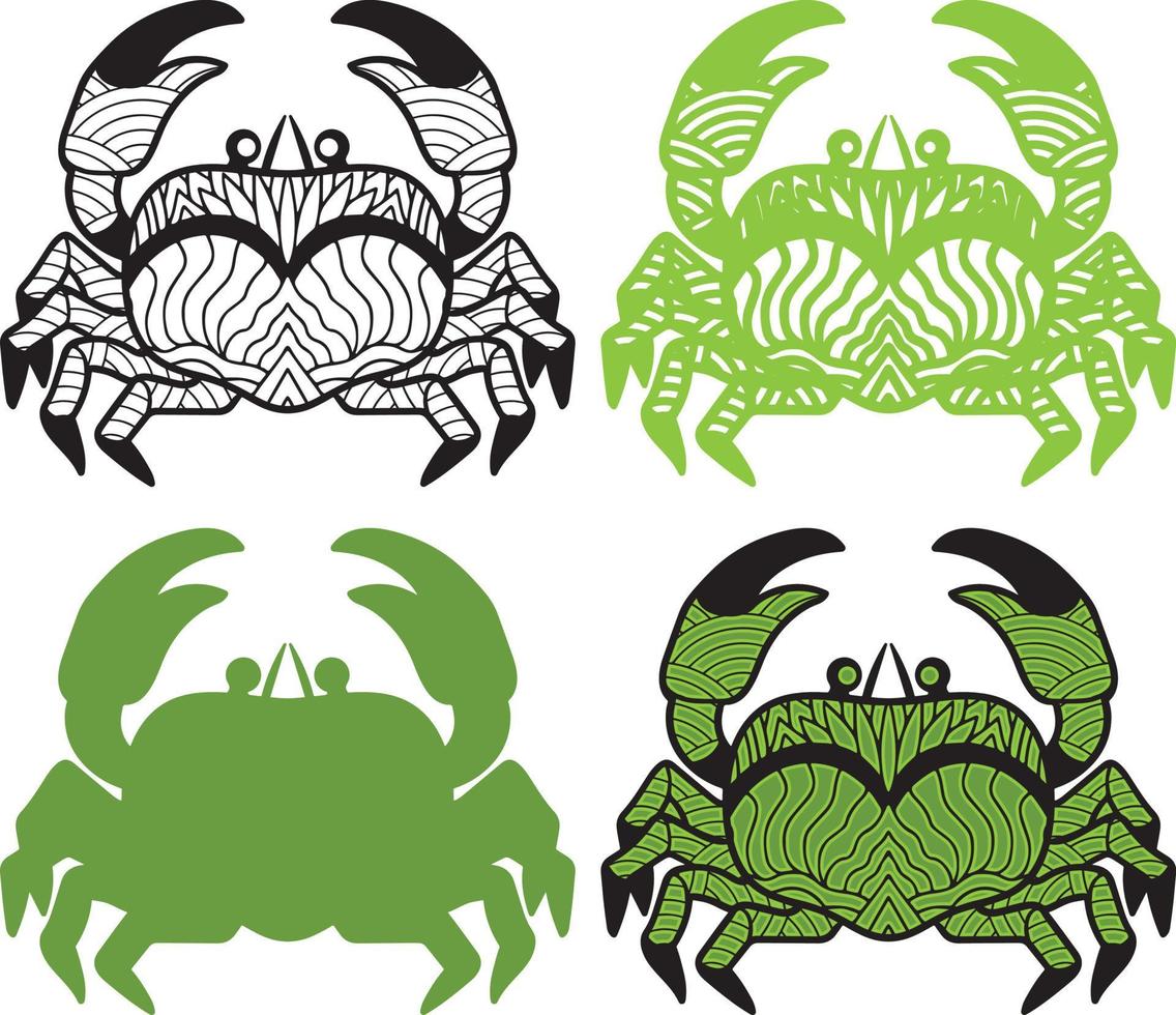 crab zentangle arts, antistress målarbok för vuxna med havskrabba vektor