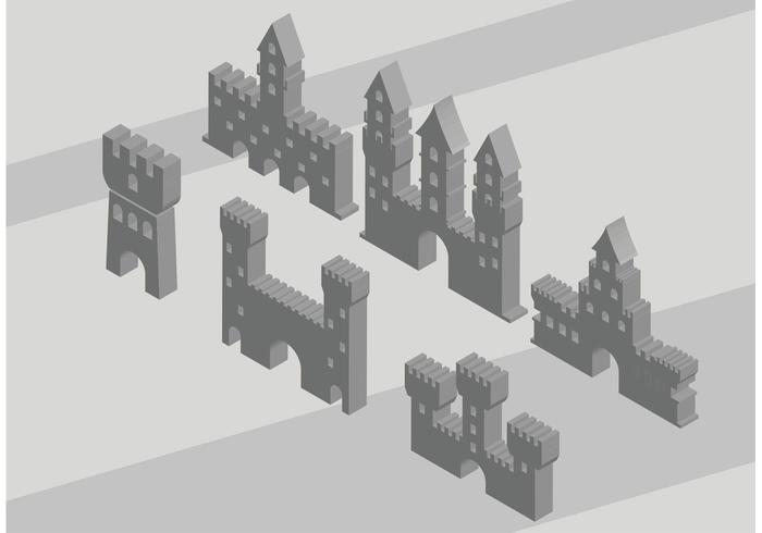 3D Fort Icon Vektoren