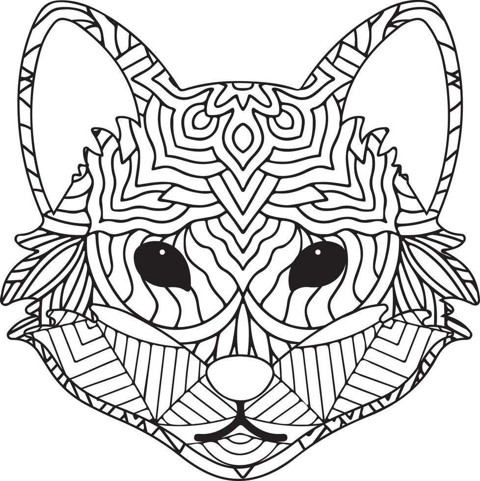 fox mandala målarbok vektor