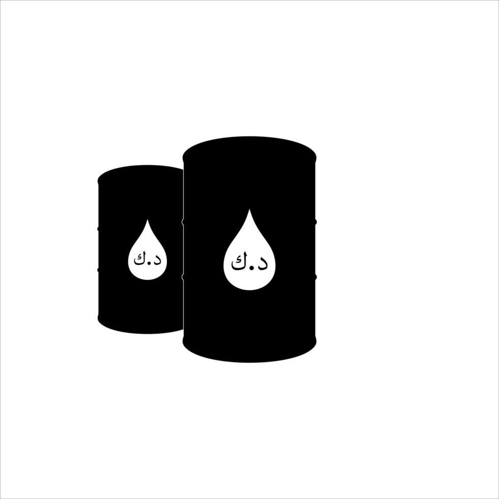 Kuwait-Öl mit Kuwait-Währung, Kuwait-Dinar-Symbol-Symbol für Logo oder Grafikdesign-Element. Kuwait-Öl in der Trommelvektorillustration vektor
