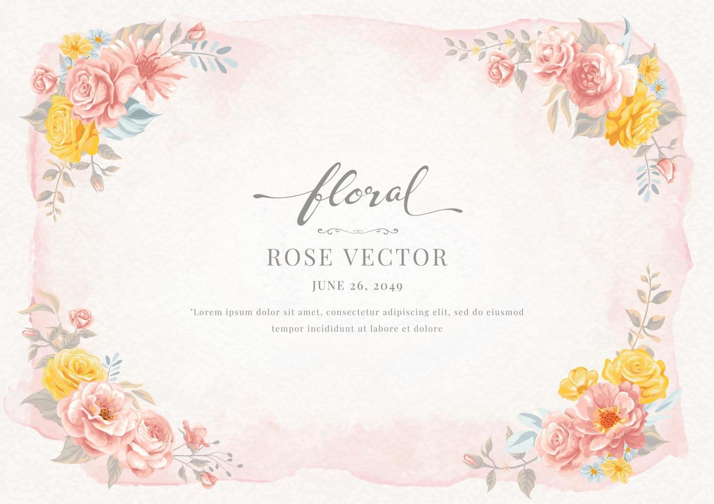 vacker rosblomma och botaniska blad digital målad illustration för kärlek bröllop alla hjärtans dag eller arrangemang inbjudan design gratulationskort vektor