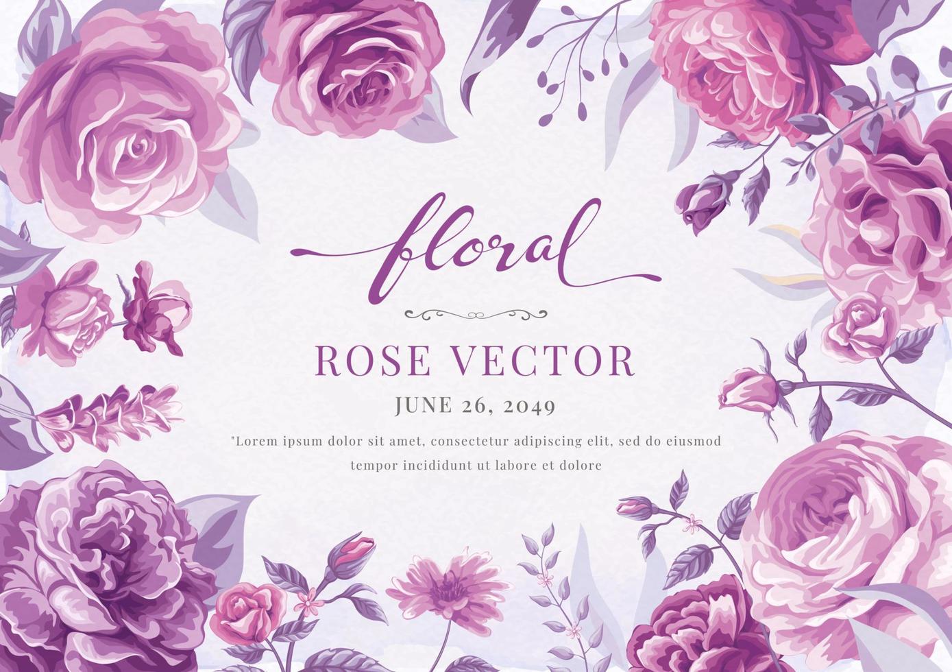 ros blomma och botaniska blad digital målade illustration vektor