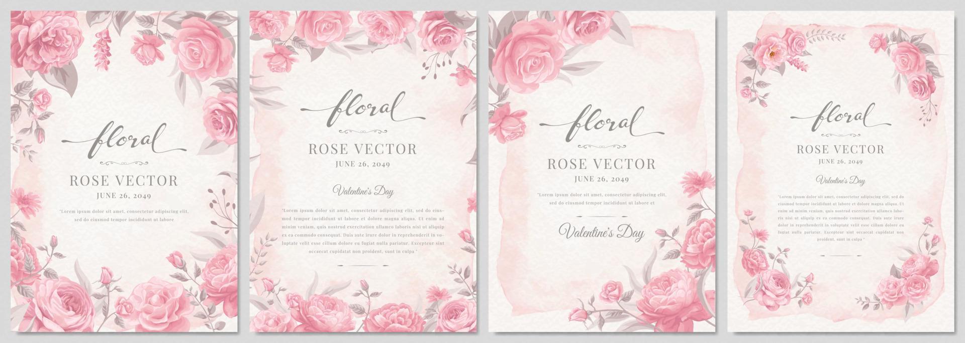 sammlung set schöne rose blume und botanische blatt digital gemalte illustration für liebe hochzeit valentinstag oder anordnung einladung design grußkarte vektor