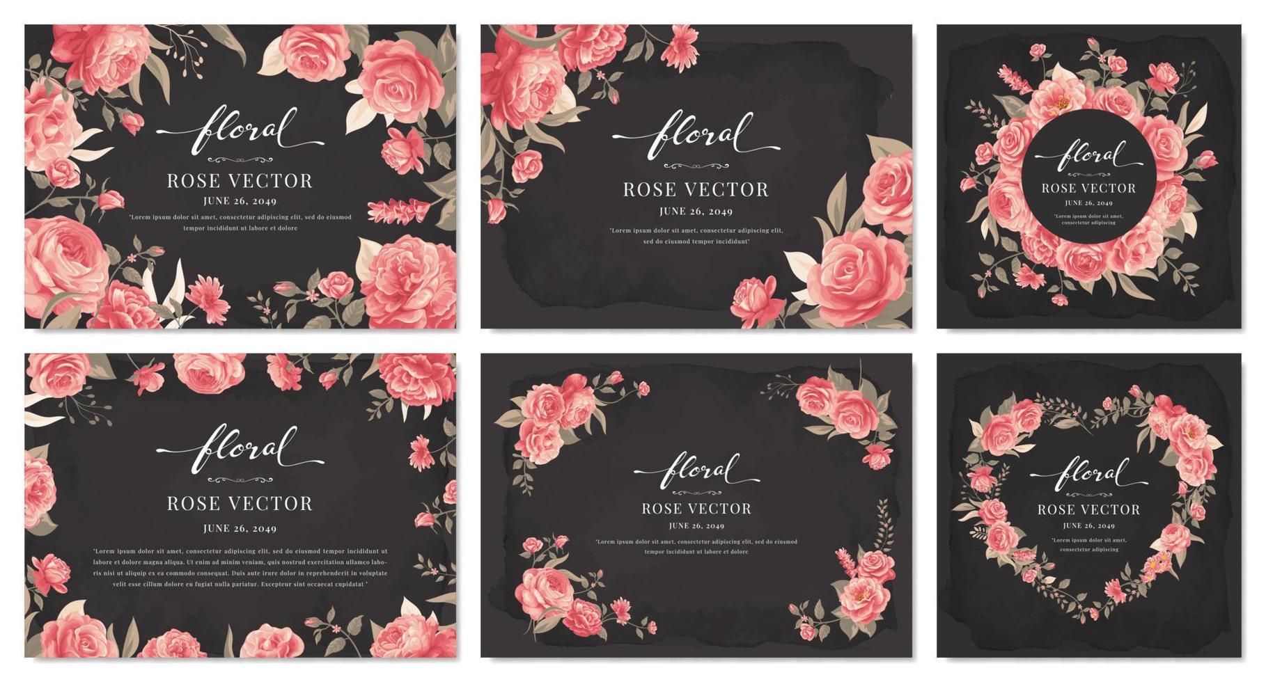 sammlung set schöne rose blume und botanische blatt digital gemalte illustration für liebe hochzeit valentinstag oder anordnung einladung design grußkarte vektor