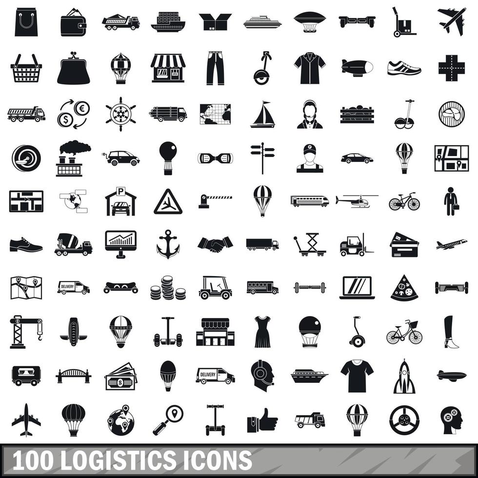 100 logistik ikoner som, enkel stil vektor