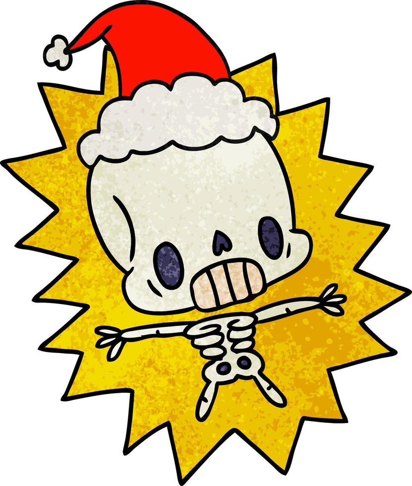 weihnachten strukturierte karikatur des kawaii skeletts vektor