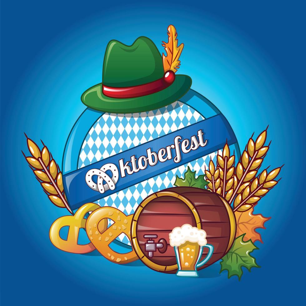 oktoberfest-konzepthintergrund, karikaturart vektor