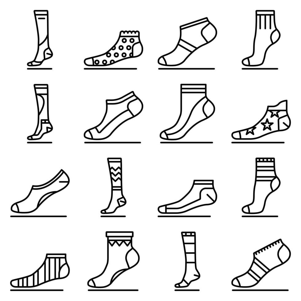 Socken-Icon-Set, Outline-Stil vektor