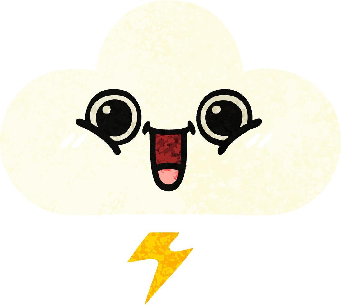 retro illustration stil tecknad storm moln vektor