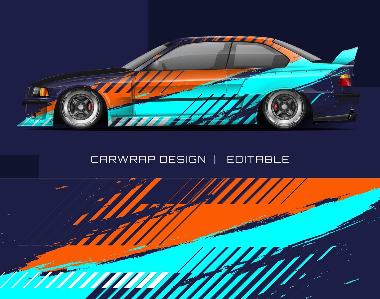 Car Wrap Design Modernes Rennhintergrunddesign für Fahrzeugfolierung, Rennwagen, Rallye usw vektor