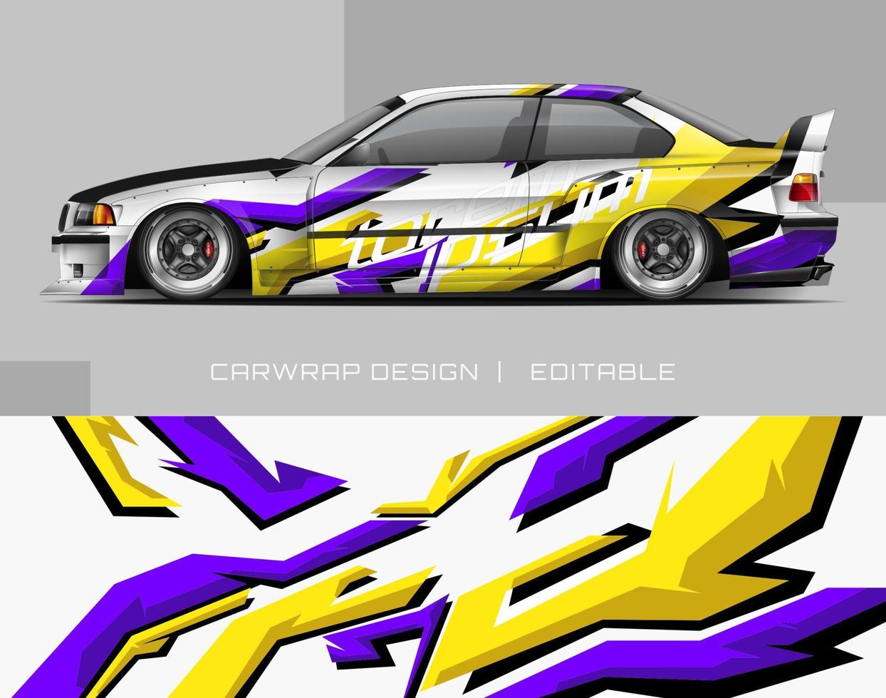 Car Wrap Design Modernes Rennhintergrunddesign für Fahrzeugfolierung, Rennwagen, Rallye usw vektor