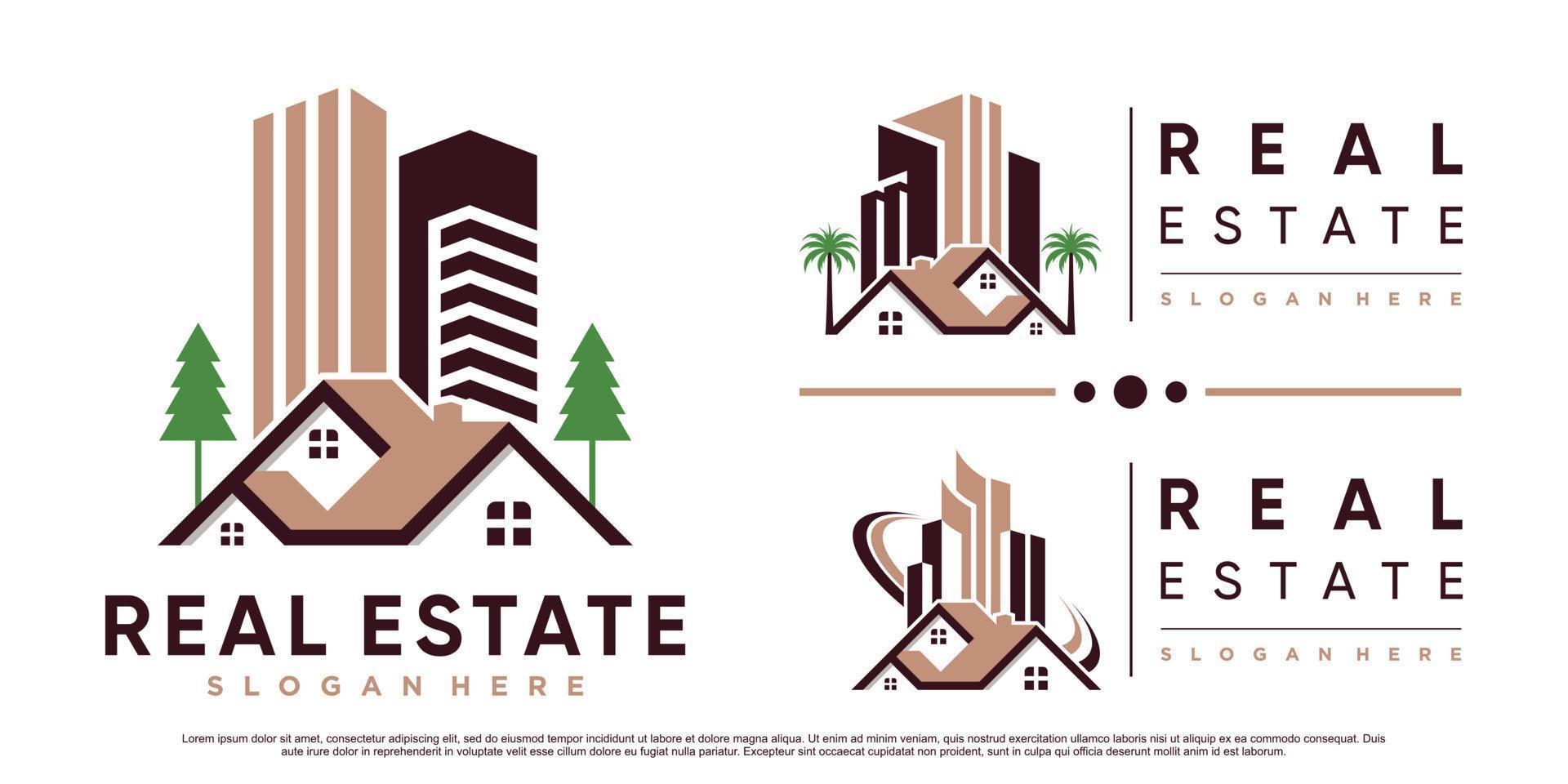 Set-Sammlung von Logo-Design-Inspirationen für Immobiliengebäude mit modernem Konzept-Premium-Vektor vektor