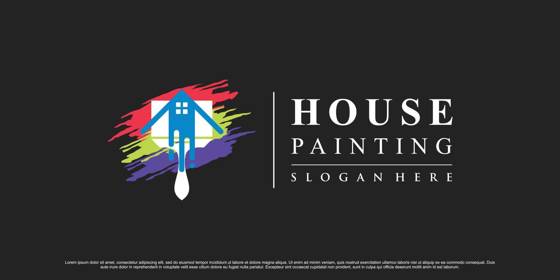 måla hus logotyp design inspiration med kreativa element premium vektor