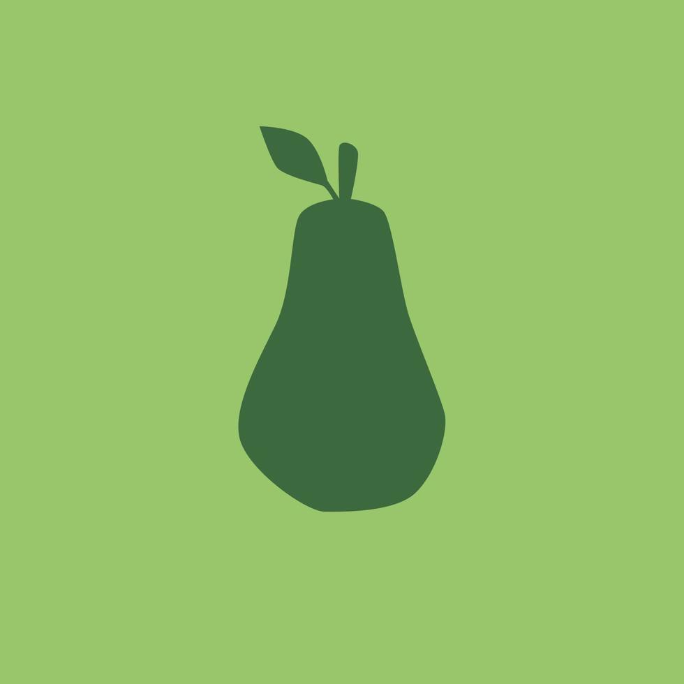 Birnenkontur isoliert auf grünem Hintergrund, einfache Zeichnung. grüne Birnenfrucht-Silhouette im flachen Design-Stil. Obst-Symbol. vektor