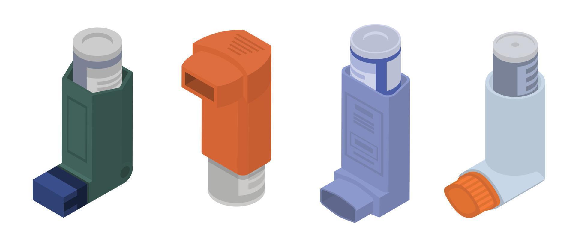 Inhalator-Icon-Set, isometrischer Stil vektor