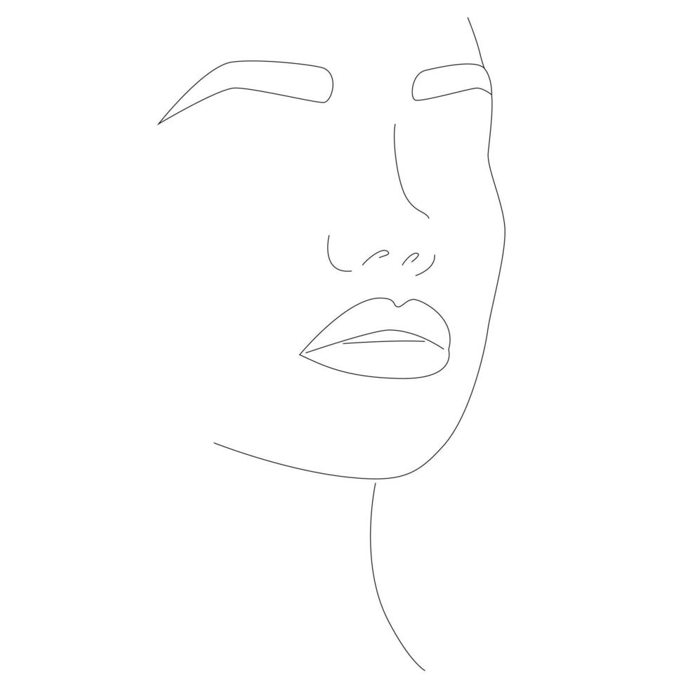 abstraktes weibliches Gesicht in einer Zeile. vektor