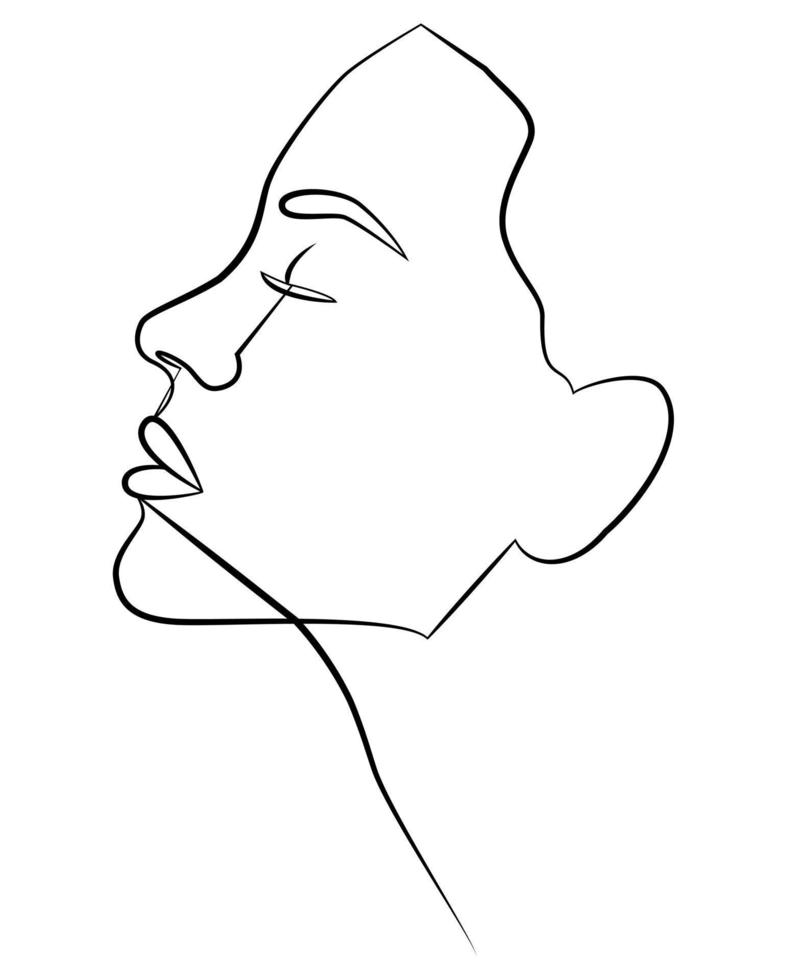 eine durchgehende Linie eines Porträts eines Mädchens. kontinuierliches Zeichnen in einer Linie. vektor