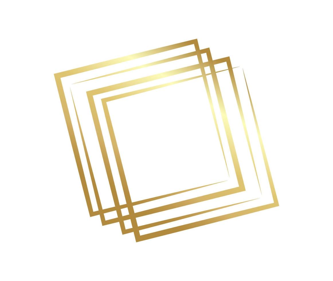 goldener quadratischer Rahmen. Luxus geometrisches quadratisches Element. vektor