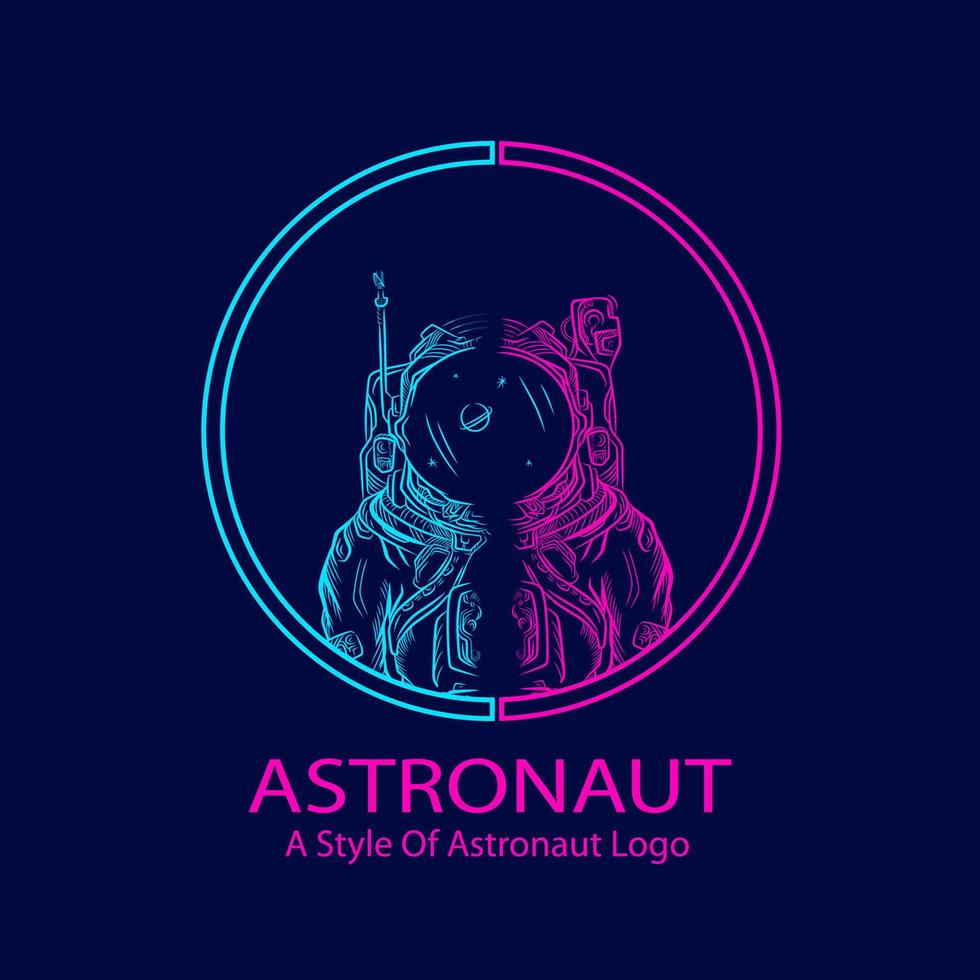 astronaut utforska galaxlinjen popkonst porträtt logotyp färgglad design med mörk bakgrund vektor