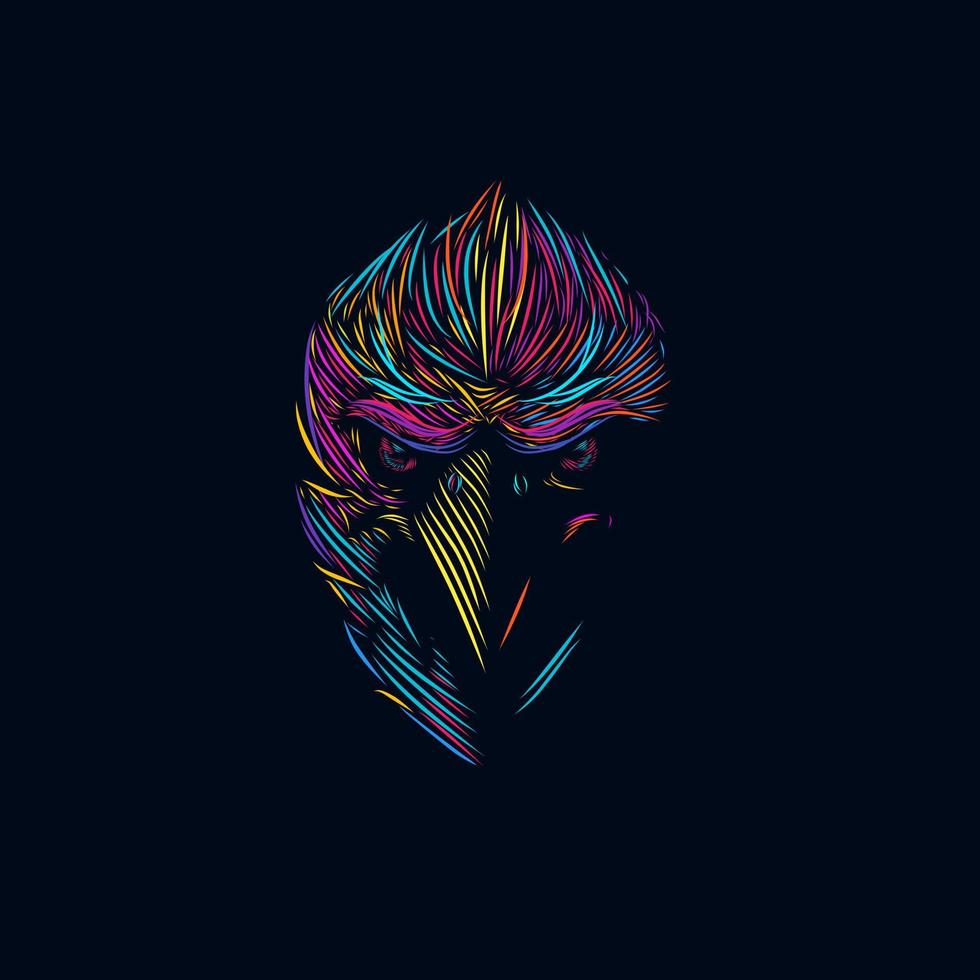 eagle hawk logotyp linje popkonst potrait design färgglad med mörk bakgrund vektor