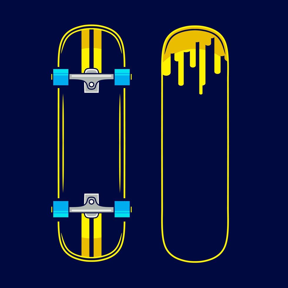 Skateboard-Stil Vektorlinie Neonkunst Potrait Logo farbenfrohes Design mit dunklem Hintergrund. abstrakte grafische Darstellung. isolierter schwarzer hintergrund für t-shirt, poster, kleidung, merch vektor