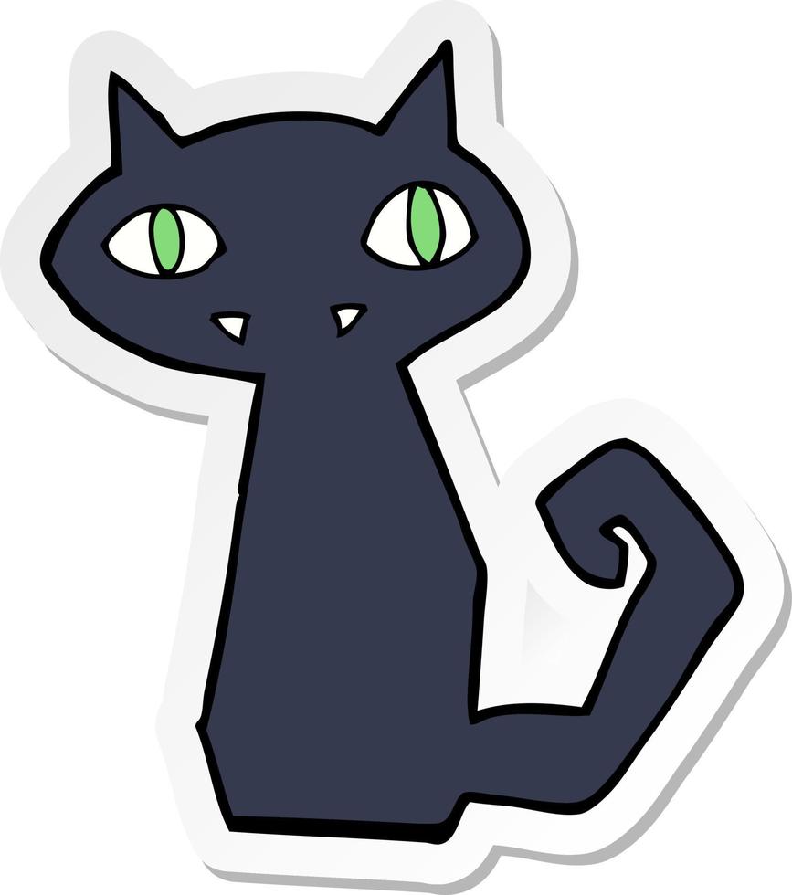 klistermärke av en tecknad svart katt vektor