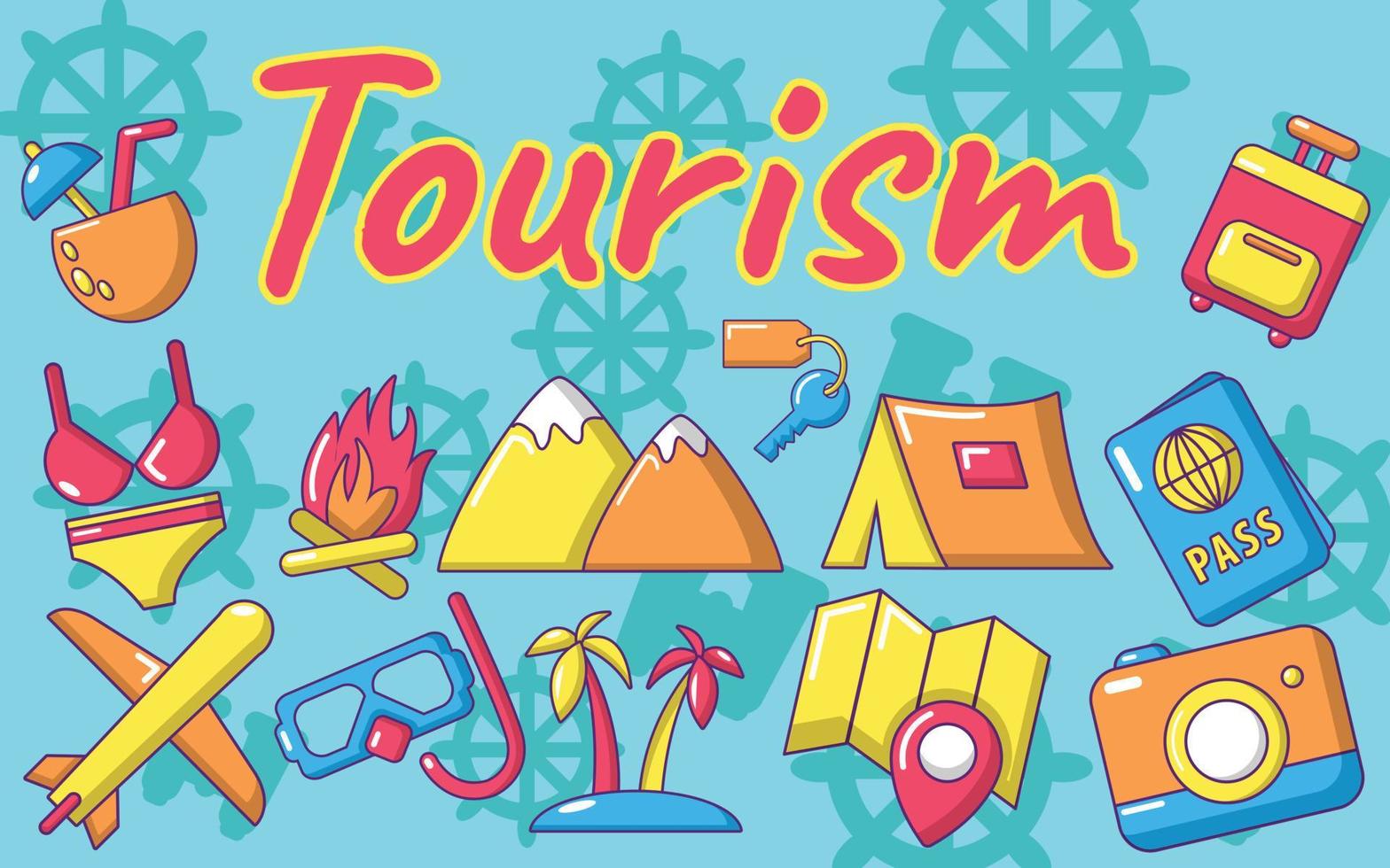 Tourismus-Konzept-Banner, Cartoon-Stil vektor