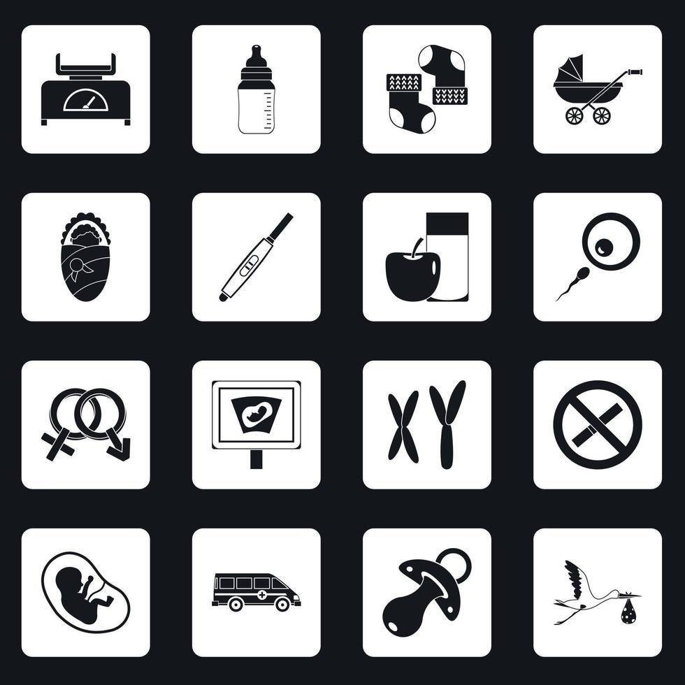 Symbole für Schwangerschaftssymbole setzen Quadrate Vektor