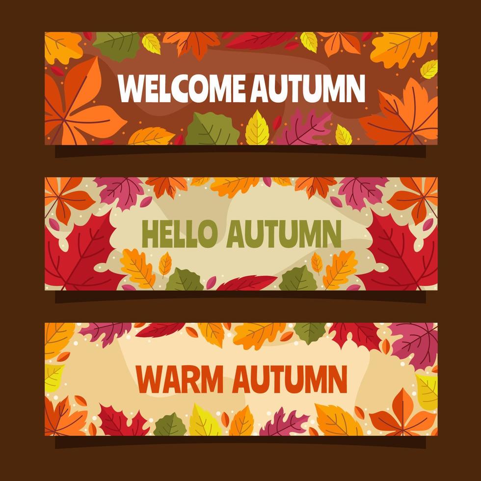 herbst herbstsaison blumenblätter banner sammlung vektor