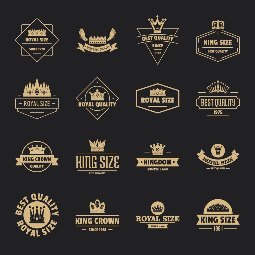 Crown Royal Logo Icons Set, einfacher Stil vektor