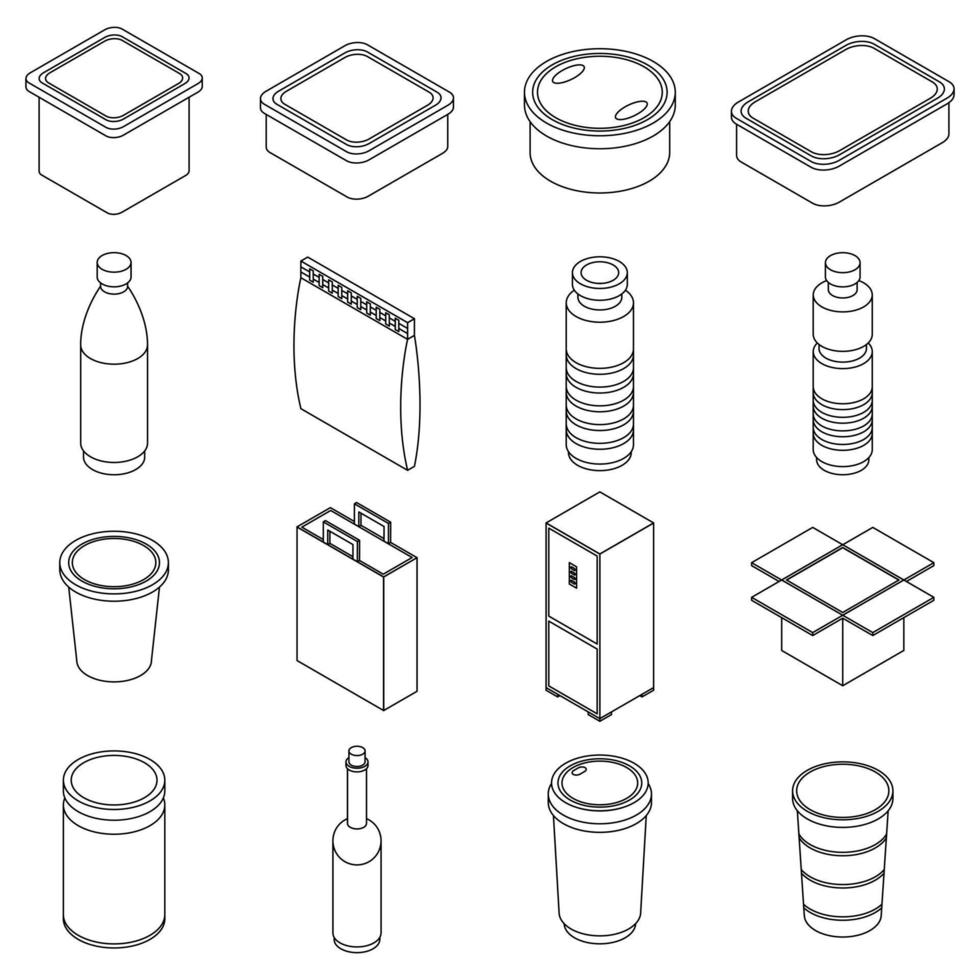 Symbole zur Lebensmittelaufbewahrung setzen Vektorumrisse vektor