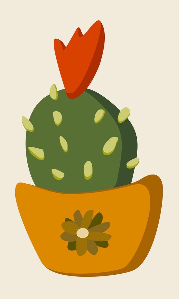 vektor illustration av blommande kaktus i en kruka.