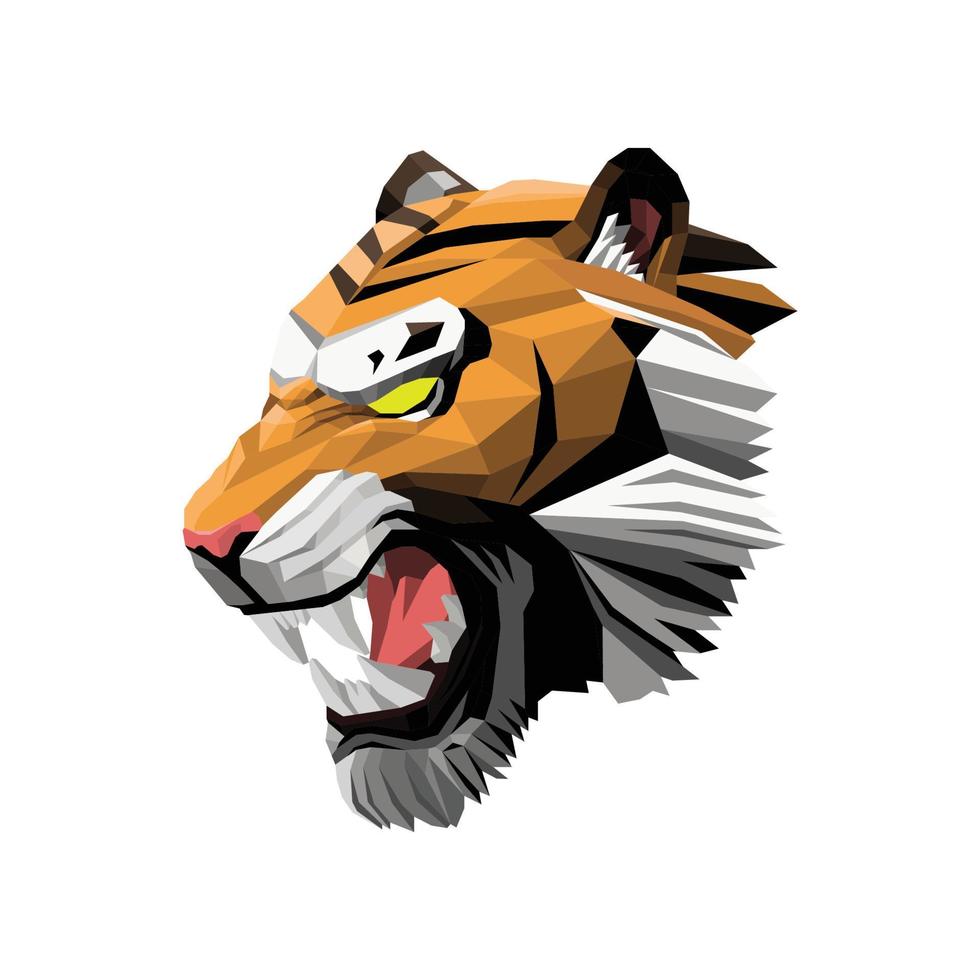 Tigerkopfseite Lowpoly-Vektorillustrationsdesign vektor