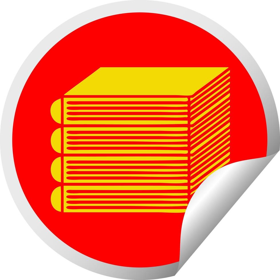 kreisförmiger Peeling-Aufkleber-Cartoon-Stapel Bücher vektor