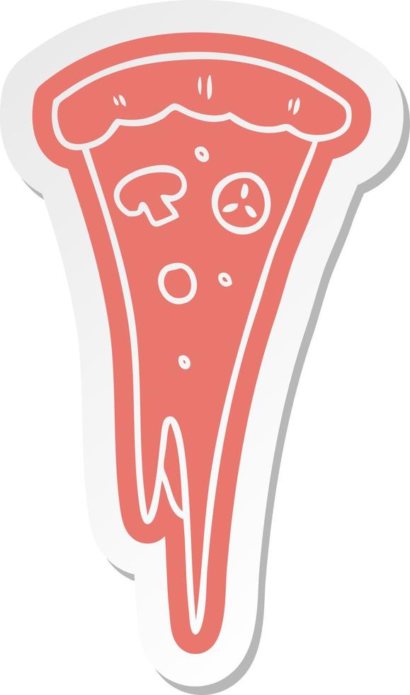 tecknad klistermärke av en skiva pizza vektor