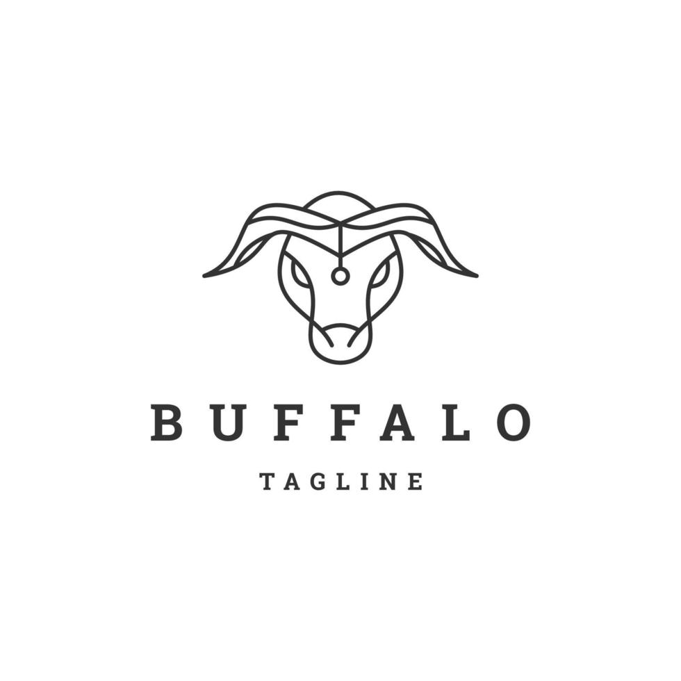 buffalo head line logotyp ikon designmall platt vektor