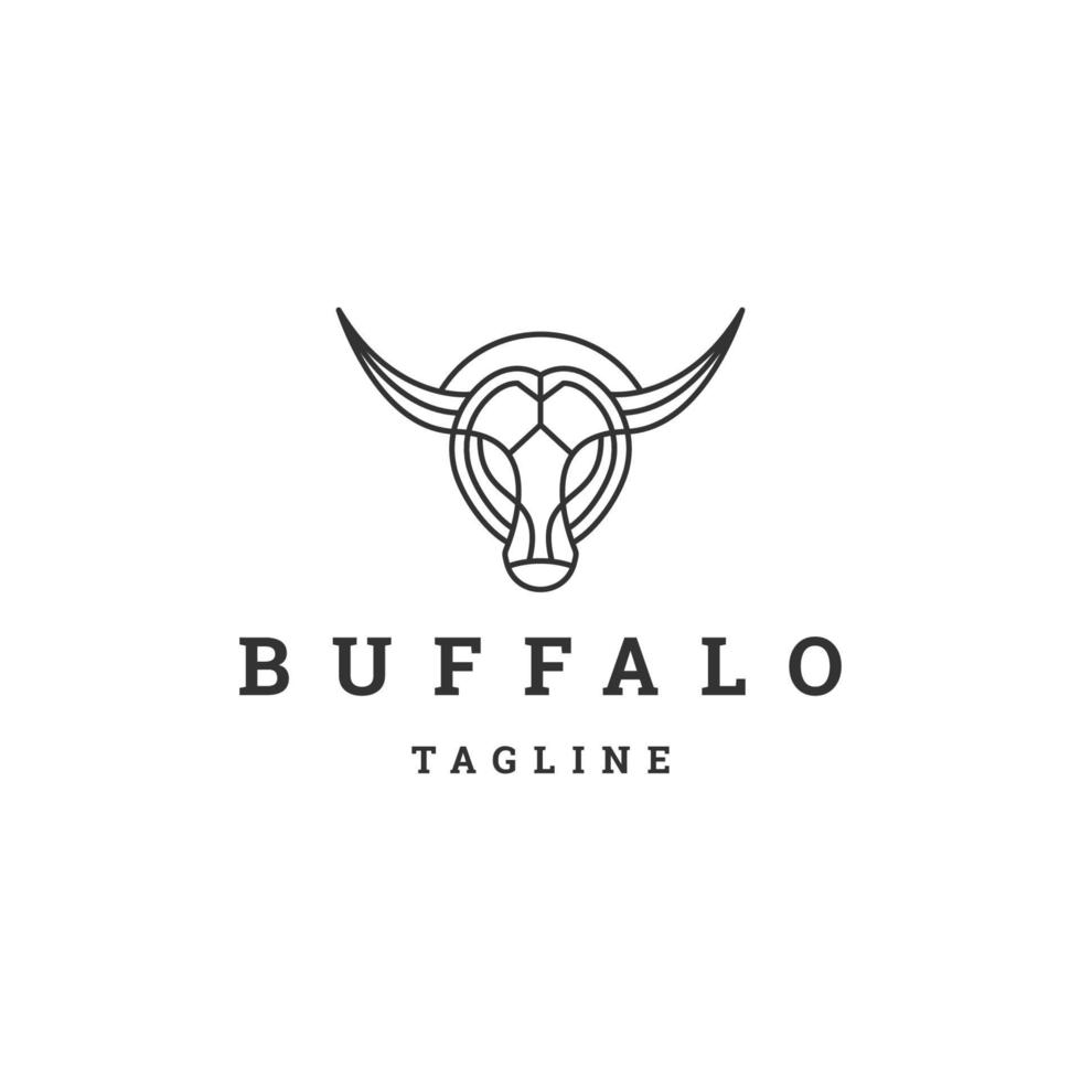 buffalo head line logotyp ikon designmall platt vektor